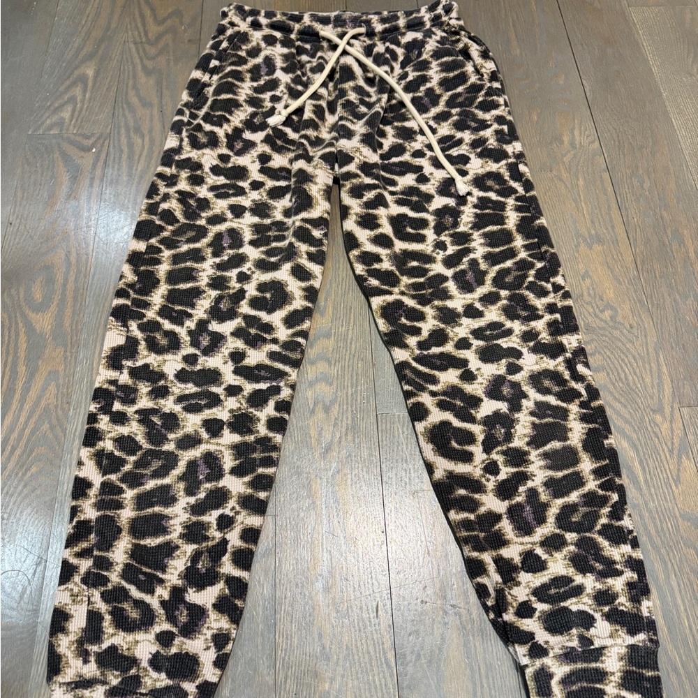 Leopard Print Waffle Knit Joggers (TWG)